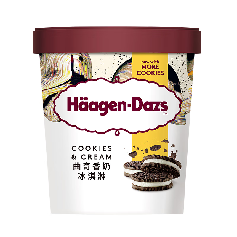 哈根达斯（Haagen-Dazs）曲奇香奶大桶冰淇淋 473ml/桶 家庭装 雪糕