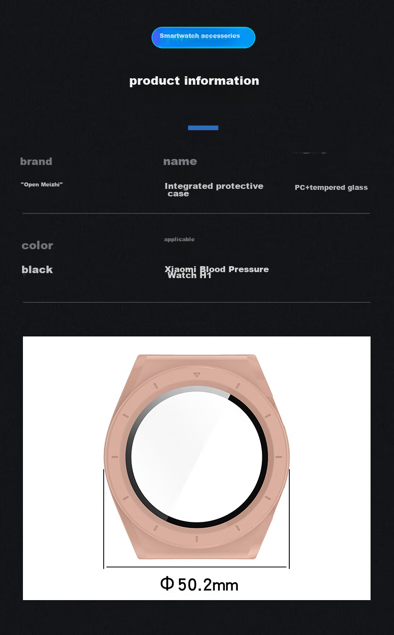 KMaxAI Full Protection Case for Xiaomi Blood Pressure Watch H1, Integrated Screen Protector And Protective Cover, Anti-Scratch Anti-Fingerprint Shockproof Hard Shell + Tempered Glass Film, Black 11