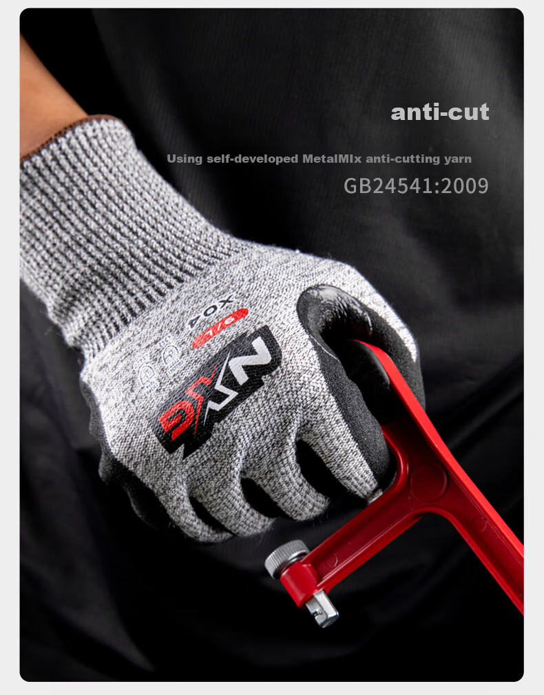 NXG Level 5 Cut-Resistant Gloves, Nitrile Coated Anti-Cutting Non-Slip Wear-Resistant Five-Finger Knife-Proof Work Protection X04-L Size 6