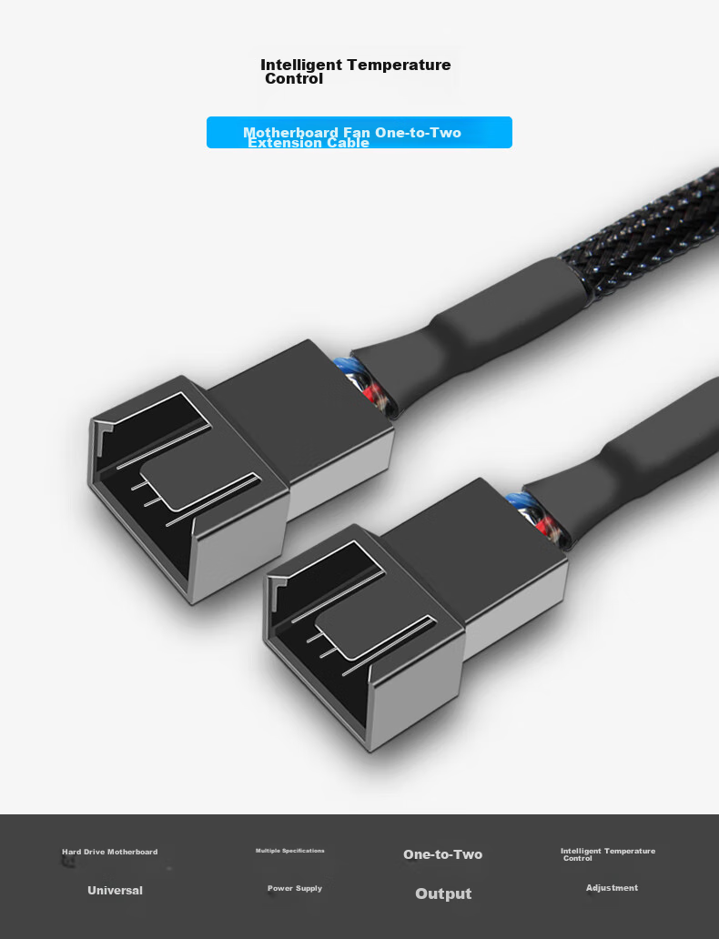 JEYI Desktop Motherboard Fan Adapter Cable, 4-Pin One-To Adapter Cable Extension, Motherboard 4-Pin Temperature Control Interface Expansion, Case Fan Connection Cable 1