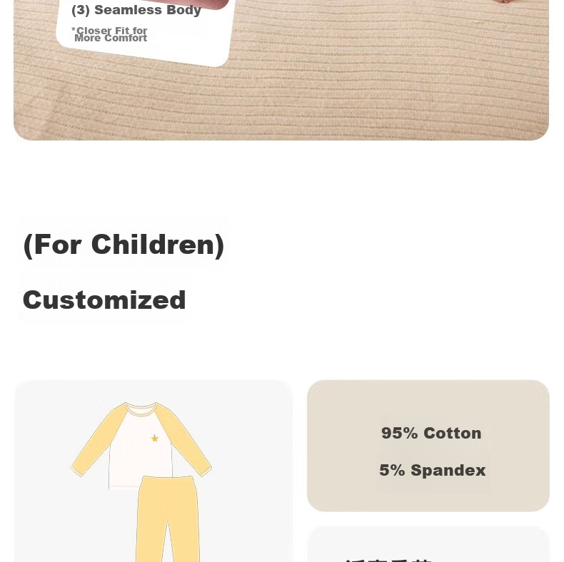 Niduoxiong Winter Baby High-Waist Waist Protection Underwear Set, Children's Pajamas, Infant Cotton Breathable Sleepwear, Warm Underwear for Autumn And Winter 16