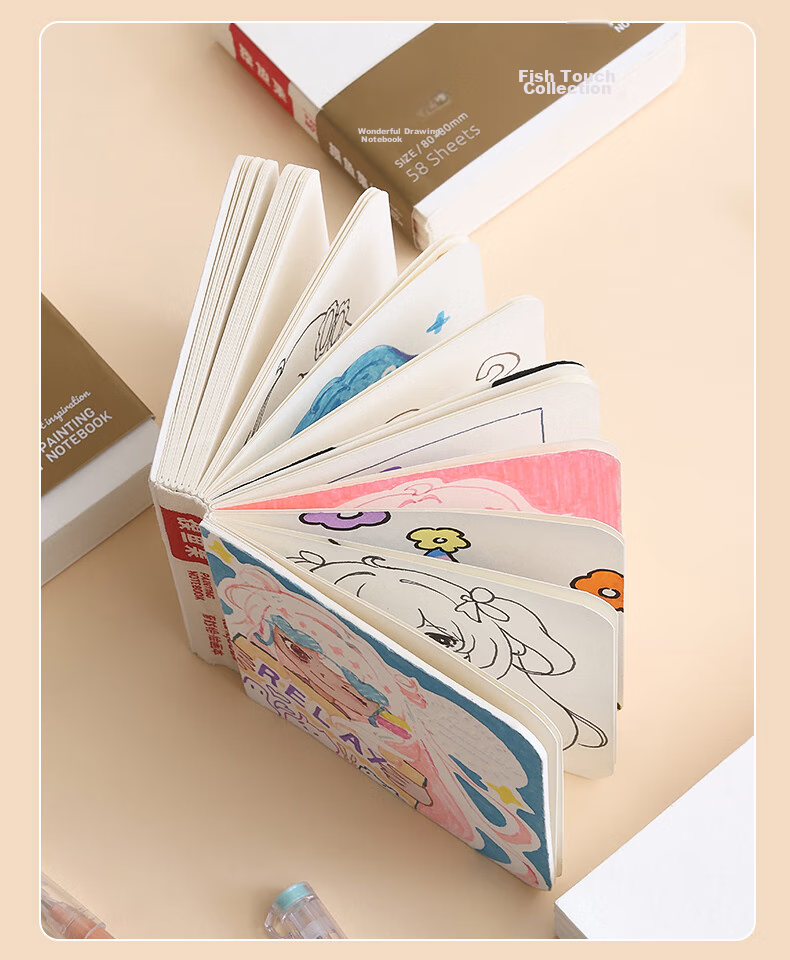 DiLe Fishing Collection, Wonderful Drawing Sketchbook, Flip Book, 200g Extra Thick Acrylic Marker Paper, Compact And Portable DIY Pocket Notebook, LG-24486 12