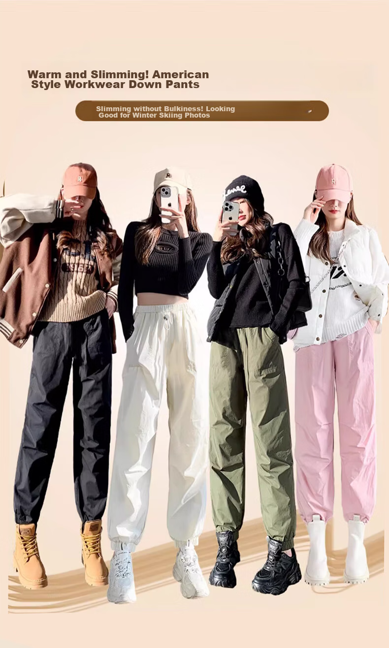 LangSha Women's Workwear down Pants [26 Autumn And Winter New Arrival], Outer Wear White Duck Down Pants, Cold-Resistant Cotton Pants, Northeast Extra Thick Warm Pants 1