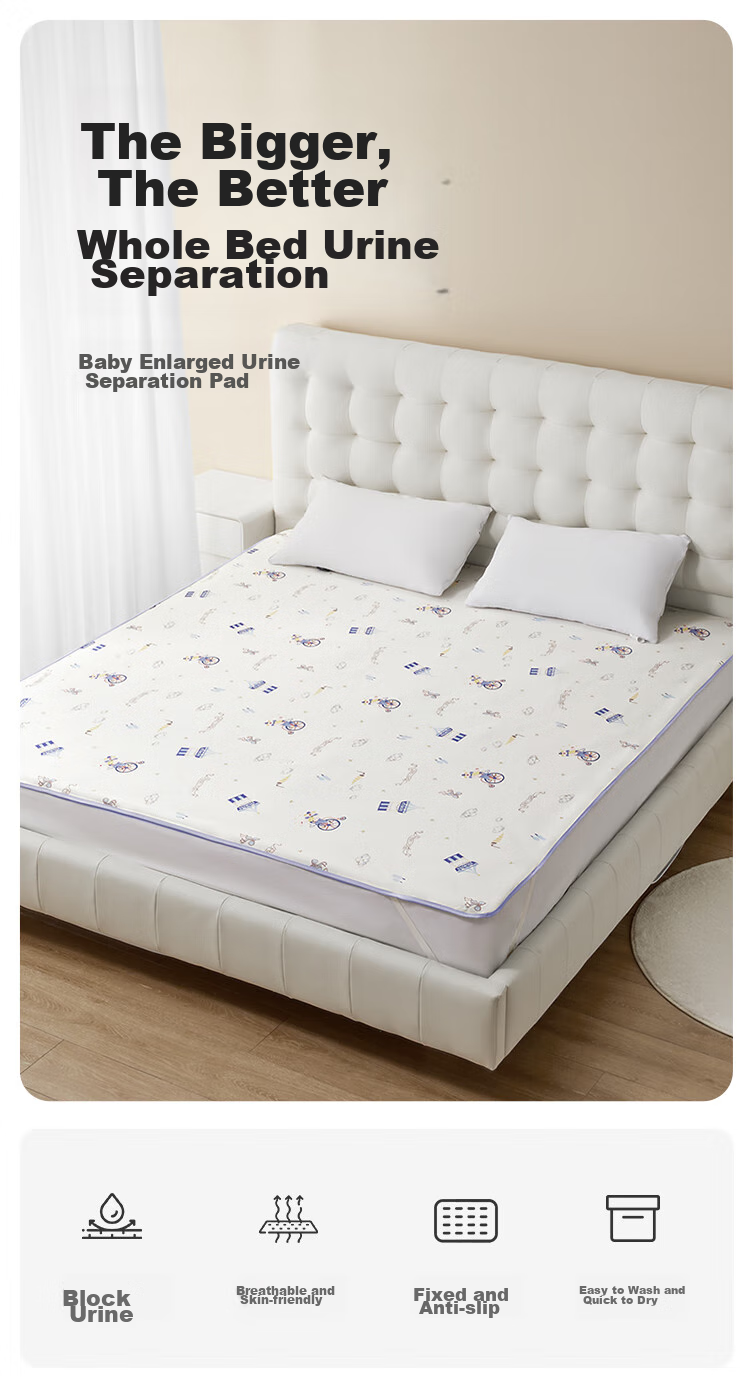 October Crystal Waterproof Washable Large Size Bed Urine Pad Nursing Mat Rainbow Elephant 1.8x2m 1