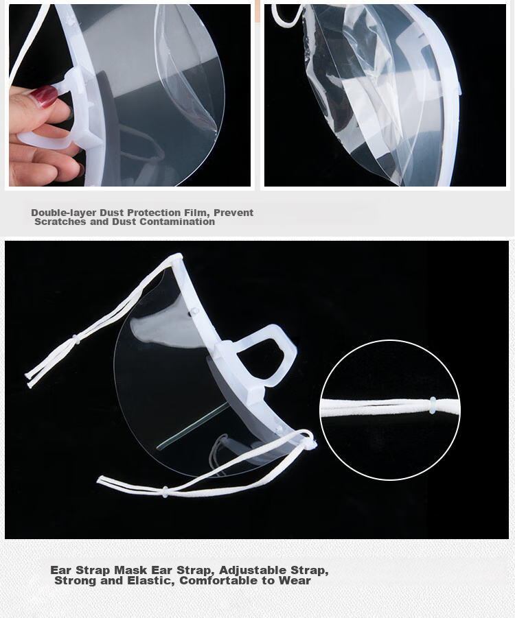Ams Transparent Food Service Masks, Double-Sided Anti-Fog Food-Grade Material, 50 Pieces, Anti-Droplet Smile Kitchen Chef Hotel Restaurant Canteen Hygiene Special Disposable Plastic Masks 7