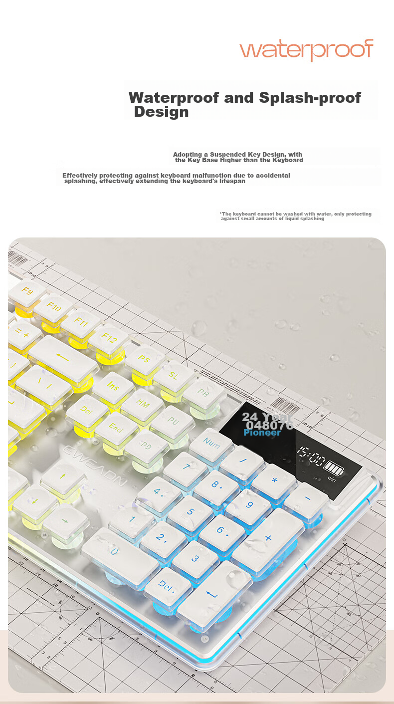 EWEADN V3pro Wireless Bluetooth Wired Tri-Mode Keyboard And Mouse Set with Real Mechanical Feel, Low Noise, Slim Design for Gaming And Office Use on Laptops, Desktop Computers, IPad Universal External Peripherals 10