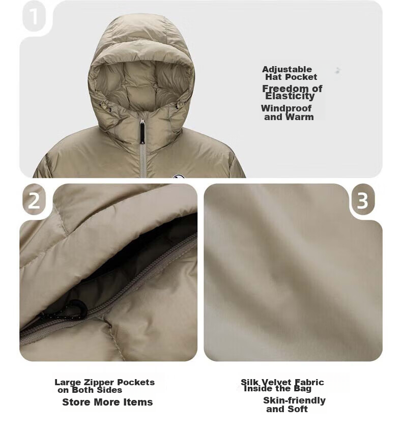 CAMEL Outdoor down Jacket, Autumn And Winter New Style for Men And Women, Thickened Duck Down, Windproof And Water-Resistant, Panda down Jacket 22