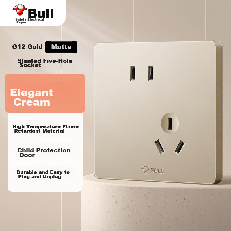 Выключатель BULL G12Z223AS, 10А, 5 гнезд, кремовый стиль, 86 тип, звездное небо золото