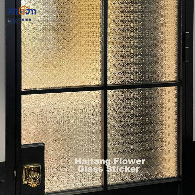 Xinuo Privacy Window Film Hibiscus Frosted Glass Sticker Kitchen Sliding Door Translucent Opaque Window Decal