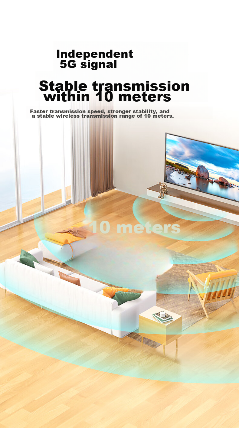 UNITEK Wireless Screen Mirroring Device, HD HDMI Universal 5G Transmission Audio And Video Synchronizer, Supports Apple Huawei Android Phones Direct Connection to Computer Monitor TV Projector 10