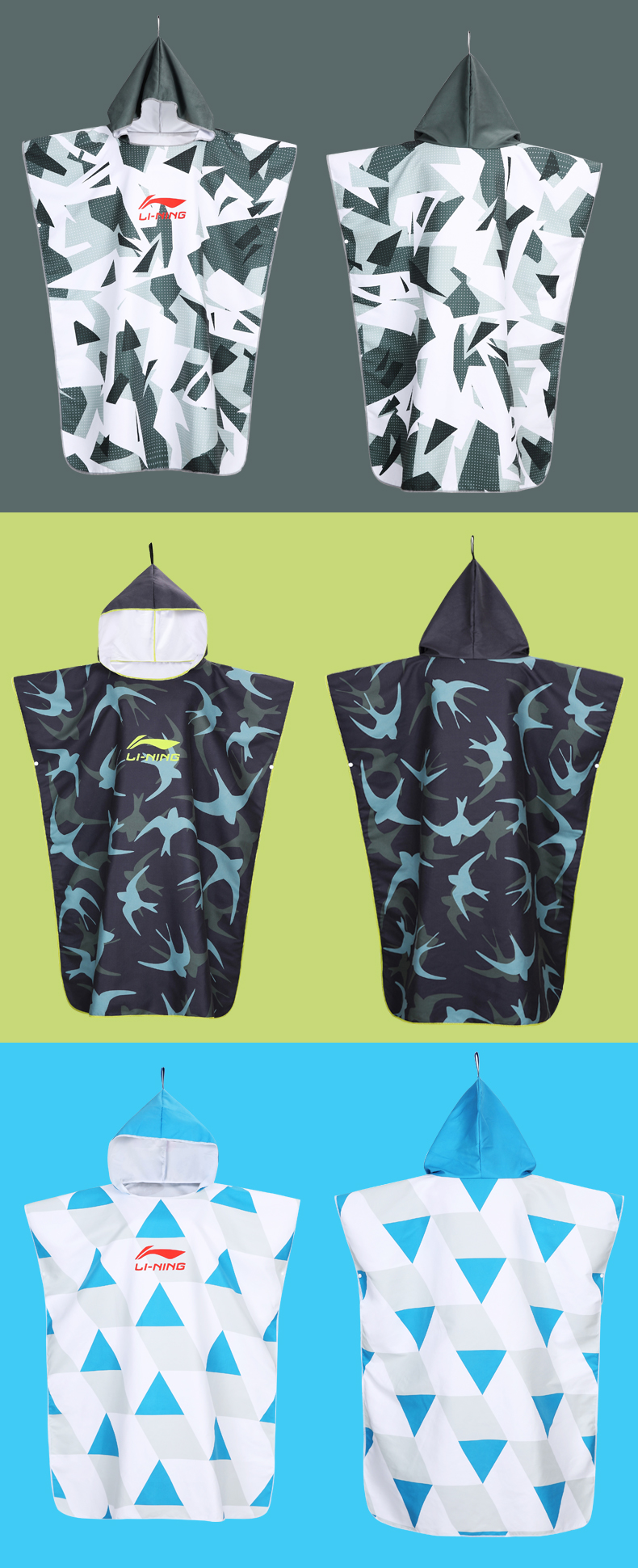 LI-NING Absorbent Bath Towel Fashion Quick-Dry Beach Swimming Spa Sports Robe LSJN251-5 Colorful for Men Women and Children 11