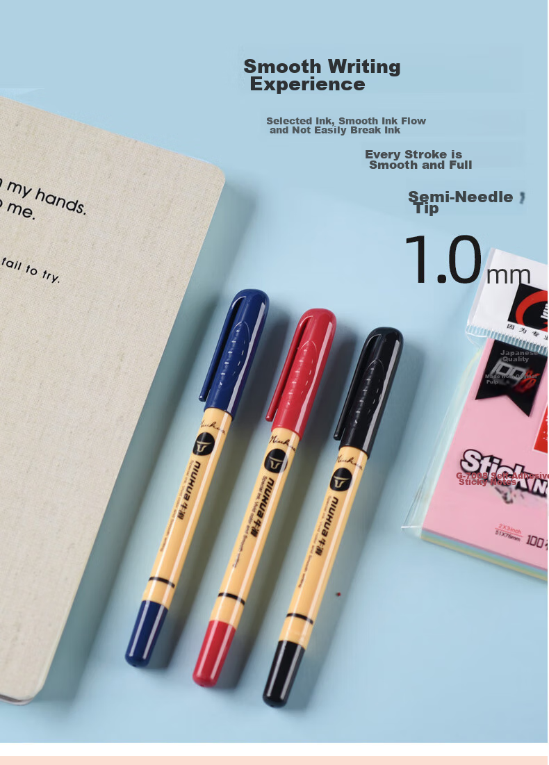 Genvana [Zhongyou Pen] 1.0mm Blue Ballpoint Pen, Smooth Retractable Cap, English Calligraphy Pen, Office Supplies, Pack of 12, G-3126 7