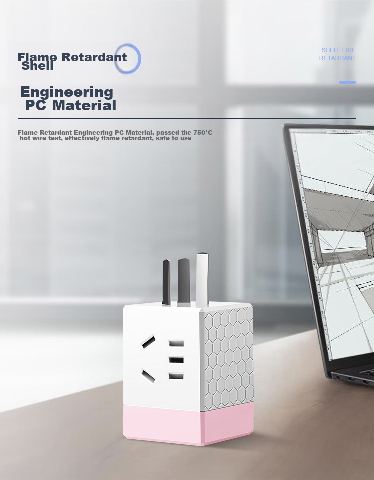 Cici Travel Adapter, 1 to 3 Power Converter/Adapter/Hexagonal Socket/Hexagonal Converter/Wireless Socket, 3-Prong Wireless Hexagon Q02 White 8