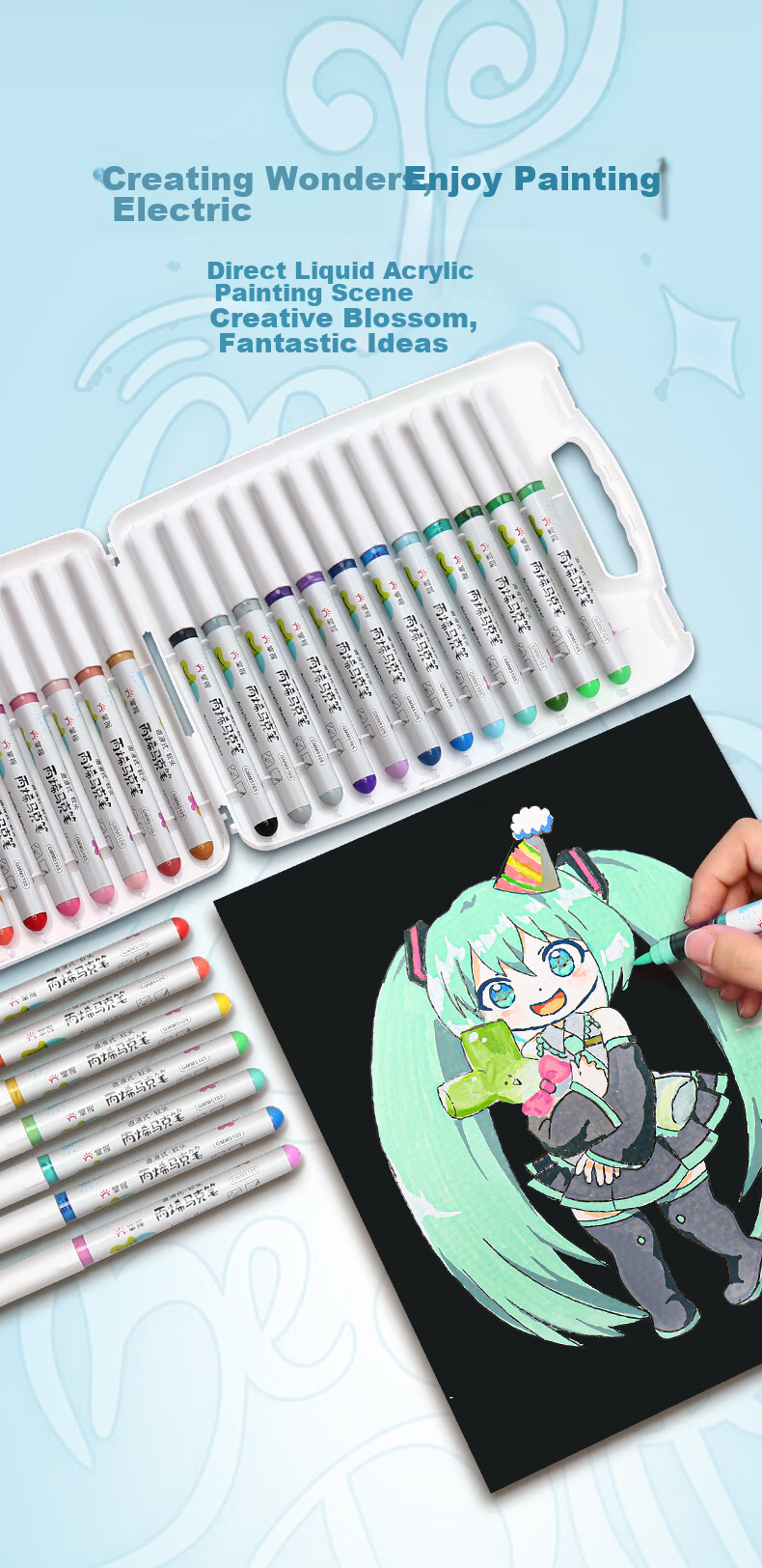 GRASP Direct Liquid Acrylic Markers, Soft Tip, 36 Colors, Skin-Friendly, Washable, Drawing Pens, Ink Control, Layering Capable, Children's Watercolor Pens, Instant Camera Paper, Doodle, Birthday Gift 13