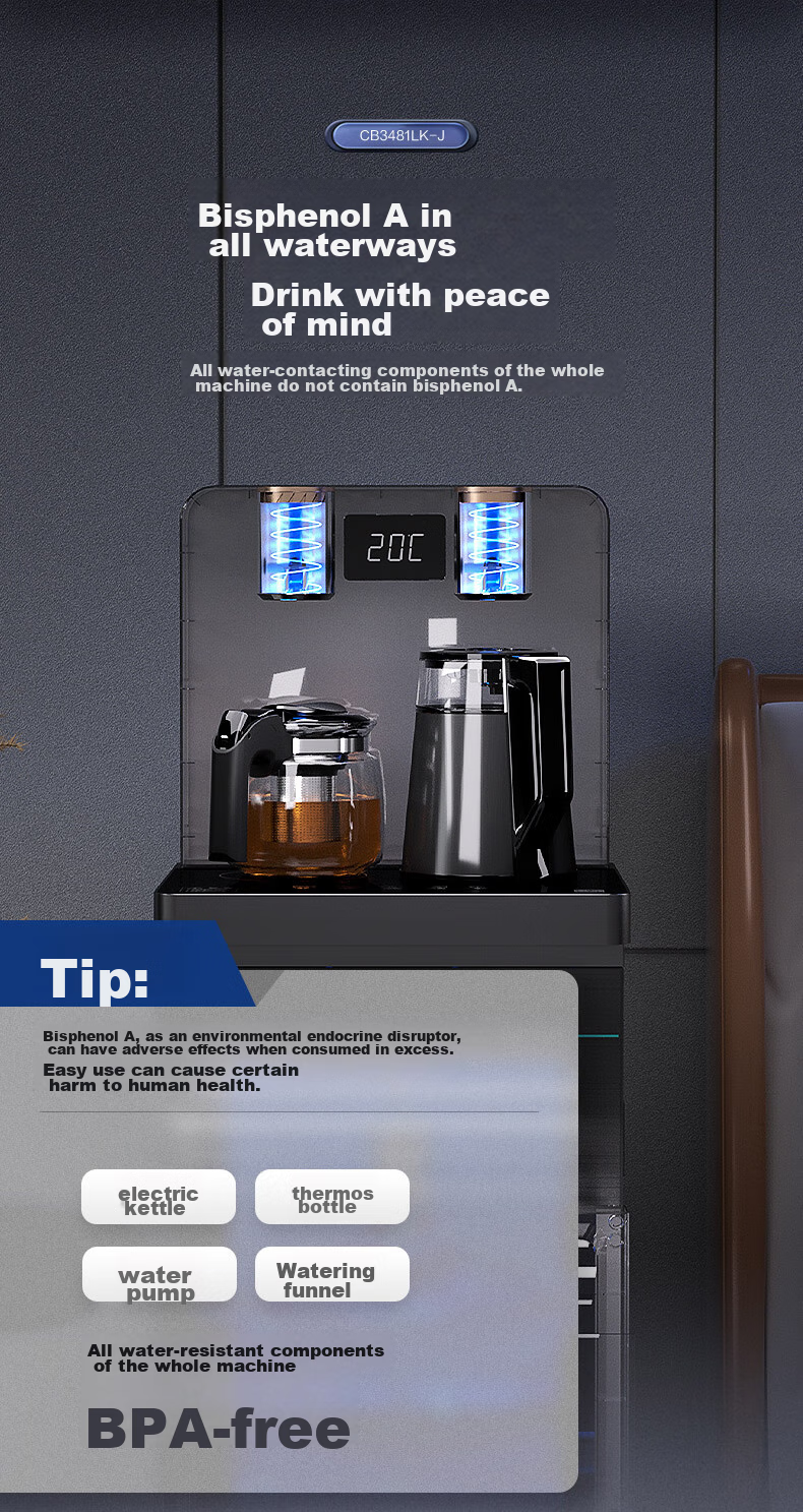 Anjier Tea Bar Machine for Home Use, High-End Living Room Water Dispenser And Boiler, All-In Cooling And Heating System, Bottom-Loading Automatic Constant Temperature Bottled Water Direct Drinking Machine 3481 6