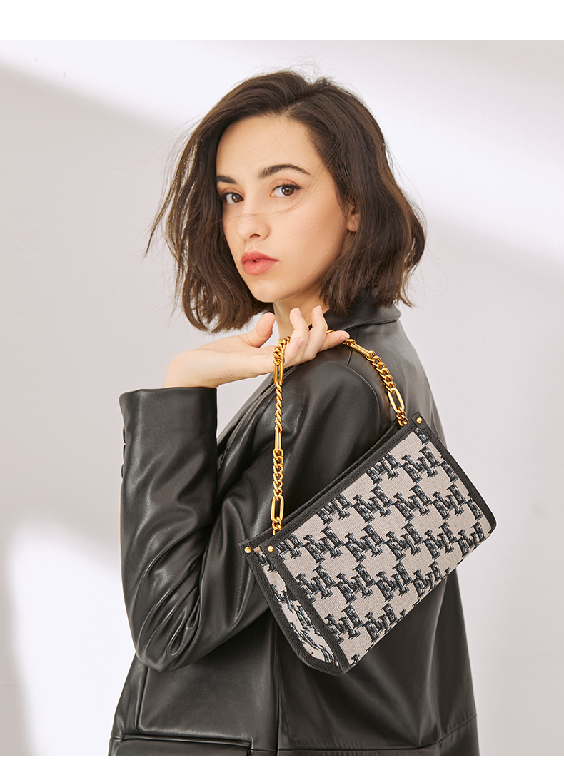 ELLE New Women's Handbag, Chain Flower Pattern, Tote Bag, Shoulder Bag, Crossbody Small Square Bag, Underarm Bag, Birthday Gift, 22016 1