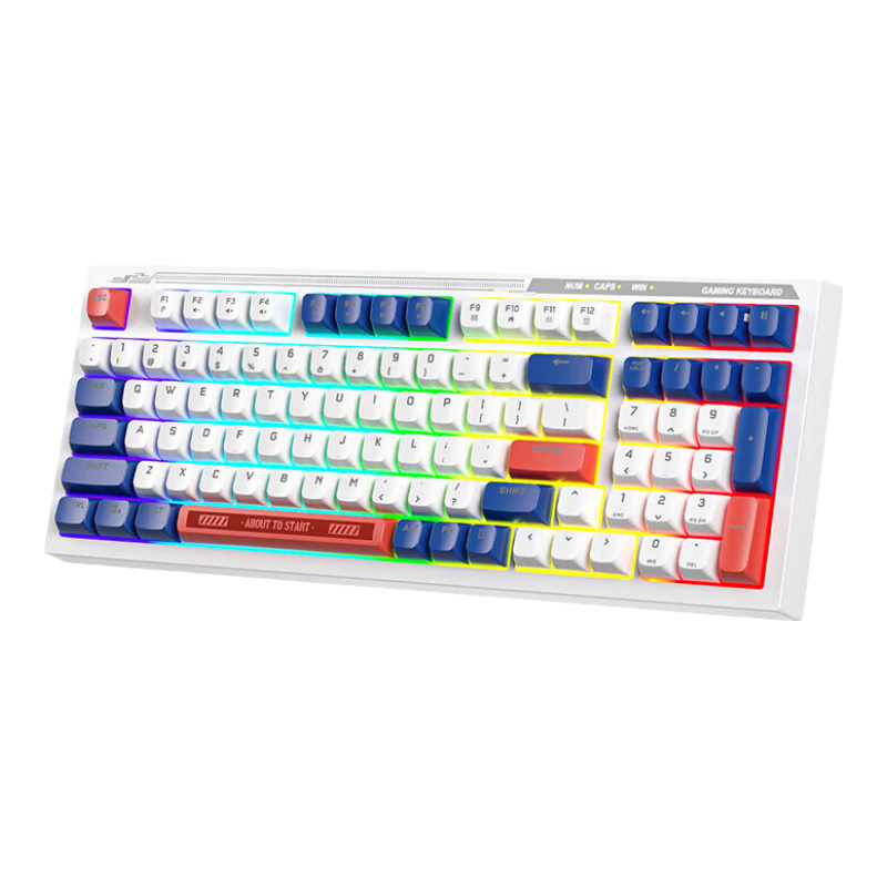 HP K300 Mechanical Keyboard, Quiet And Stylish, 98 Customizable Layout, Hot-Swappable Wired Gaming Keyboard for PUBG, Laptop E-Sports LOL Tri-Color White Core