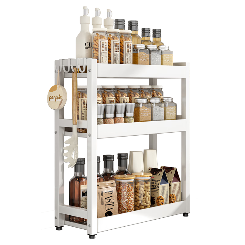 Jiabaili Kitchen Storage Rack, Spice Rack, Countertop Condiment Organizer, Narrow Small Oil Salt Soy Sauce Vinegar Kitchen Utensil Storage Shelf