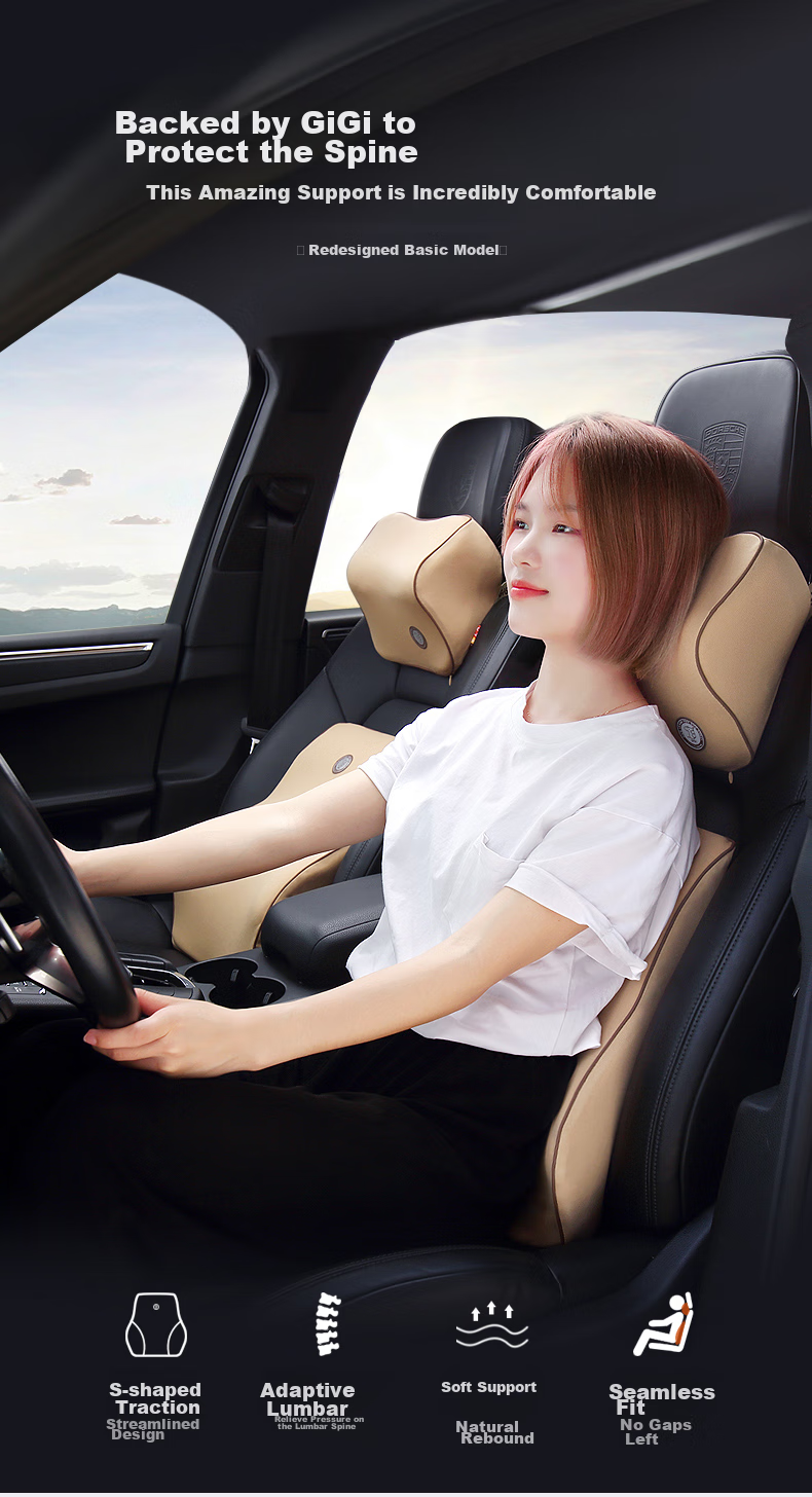 GiGi Car Lumbar Support Memory Foam Cushion Backrest Pillow for Car, Office, And Home Use 1