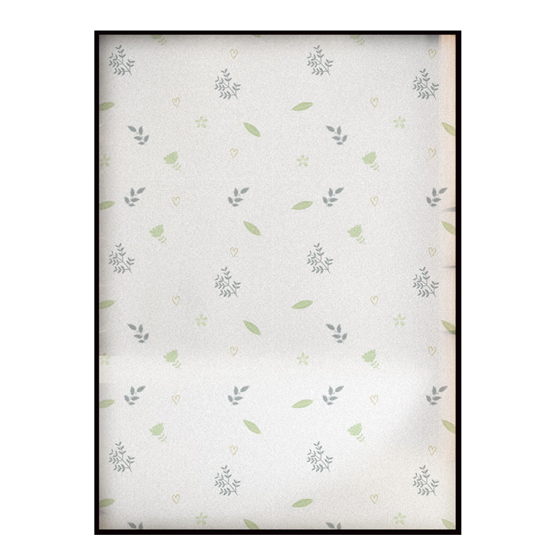 Qinghua Privacy Glass Sticker, Double-Pattern Small Flowers 90*200cm, Anti-Exposure Bathroom Door Film, Static Cling, Simple Style