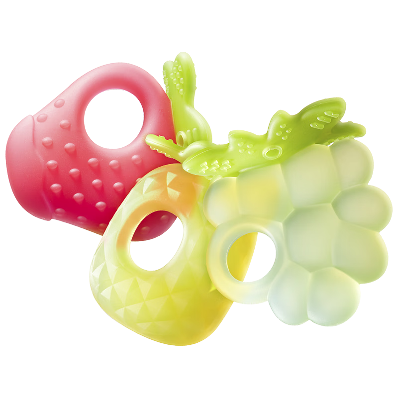 Babycare Baby Teether, Teething Toy, Fruit-Shaped Pacifier, Infant Toy, Baby Supplies Set of 3