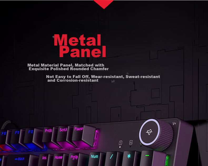 HP K10G-104 Key Blue Switch Mechanical Keyboard Wired High Aesthetic Value Ice Blue Gaming Keyboard E-Sports Internet Cafe Metal Panel Full Key Anti-Ghosting Hot-Swappable 10