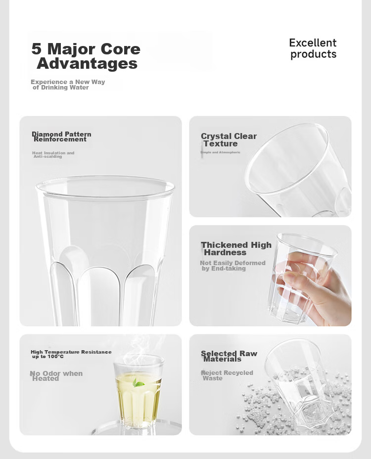 MARYYA Disposable Cups, Aviation Cups, 300ml*50 Pieces, Space Cups, Food-Grade Thickened Plastic Beverage And Tea Cups 2