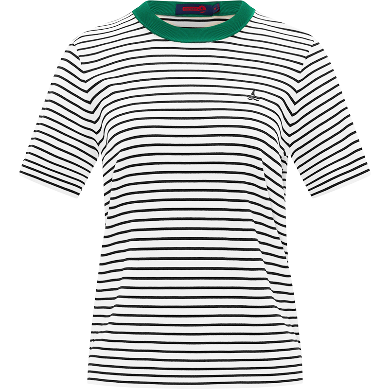 Navigare Women's Sailor Style Striped Short-Sleeve Round Neck Knit Top 2324504501