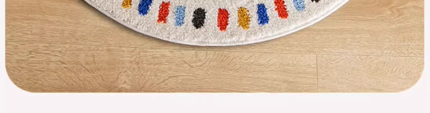 Shangce Milk Silk Children's Round Carpet Dopamine Bedroom Bedside Rug Living Room Kids Room Study 120cm Diameter 10