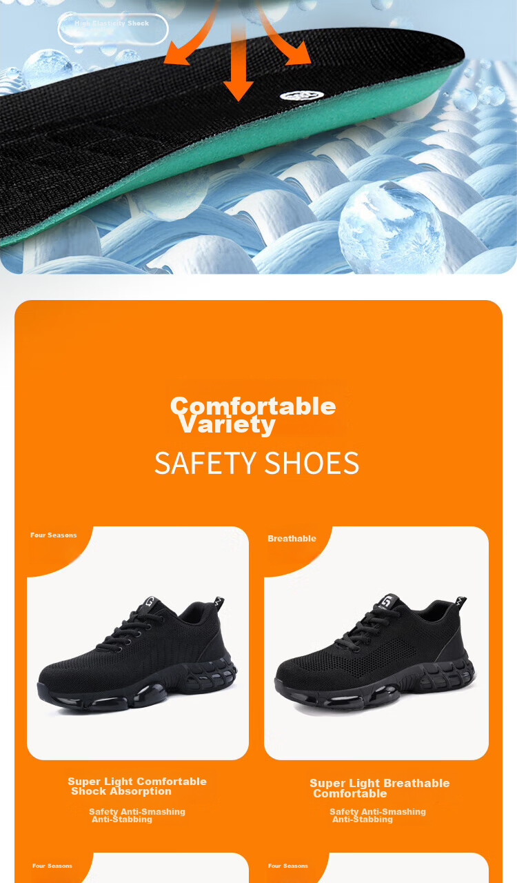Jingtu Safety Shoes for Men with Steel Toe Cap, Puncture-Resistant, Wear-Resistant, Durable Construction Site Work Boots 3033 Size 42 10
