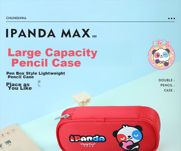 Zhonghua Panda Series Large Capacity Pencil Case for Students / Multifunctional Stationery Box / Red Double-Layer Pencil Storage Box / Children's Day Gift P2003-1 1