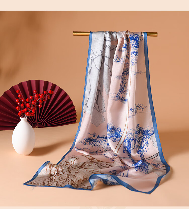 Hangsifu Silk Scarf, Chinese Style Mulberry Silk Shawl, Long Scarf, Gift for Wife Or Mother's Birthday, Practical Present for Women, Holiday Gift 12