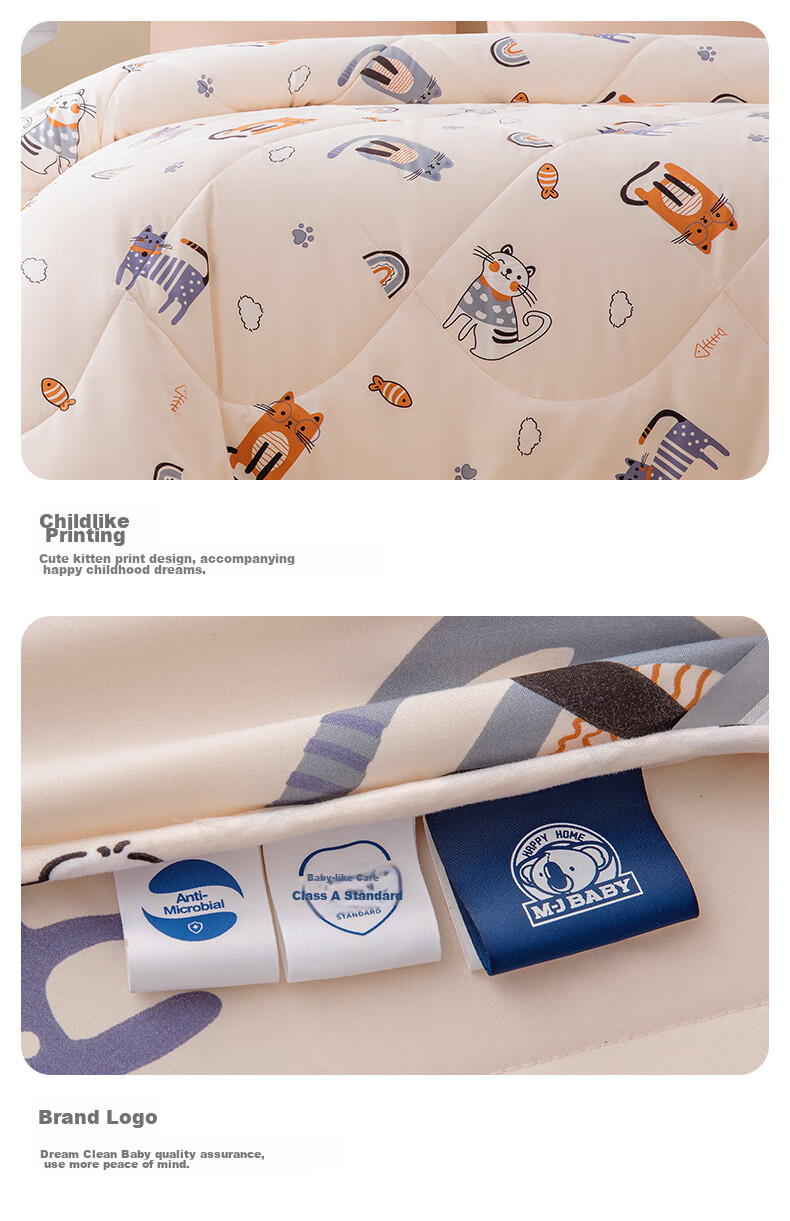 M·JBABY Class A Children's Antibacterial 30% Soybean Fiber All-Season Comforter, Spring And Autumn Cat Kingdom, Filled with 1000g, 200X230 11