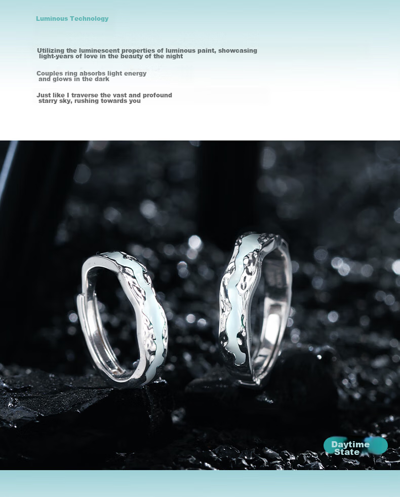 Fanci Light Year Couple Rings, One Pair for Men And Women, Luminous Matching Rings, Anniversary Birthday Gift for Girlfriend 10