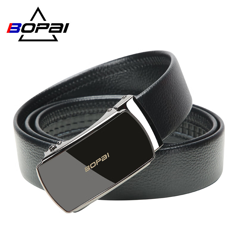 Bopai Men's Leather Belt, Business Automatic Buckle Waistband, 13-123501