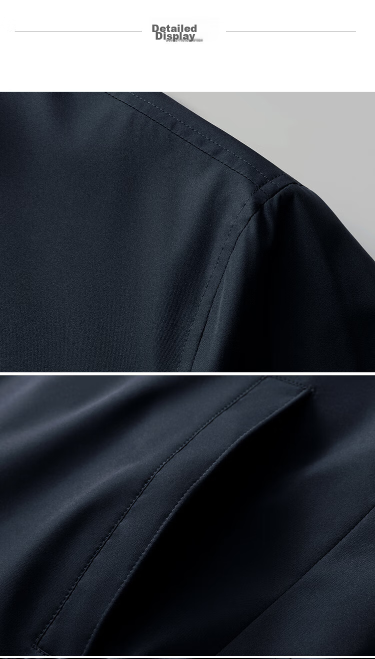 FIRS Harrington Stand-Collar Jacket for Men, Business Casual Commute Windproof Wrinkle-Resistant Coat, Navy Blue, 170/88A 12