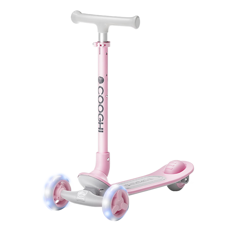 COOGHI Children's Scooter Q1 Foldable Gravity Steering Light-Up Wheels Birthday Gift for Ages 3-10, Cherry Blossom Pink
