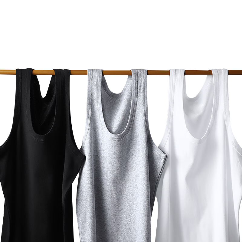 Hengyuanxiang Men's Cotton Tank Tops, Casual Sports Slim-Fit Undershirts, 2-Pack, White + Gray