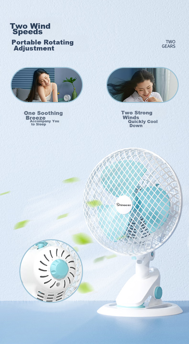 SHINEE Mini Desk Fan, Table Fan, Clip-On Fan, Wall-Mounted Fan, Quiet Electric Fan for Student Dormitory Bedside And Office Use, FJ7-01 4