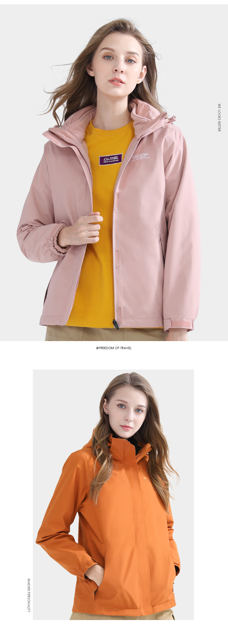 CAMEL Outdoor Cold-Resistant Windbreaker Jacket for Men And Women, Waterproof And Warm Three-In Detachable Two-Piece Mountaineering Suit A0W21a8165 13