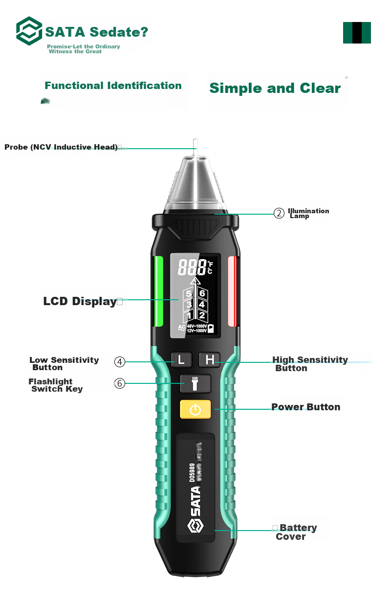 Shida SATA Voltage Tester, Smart Sensing Digital Display Voltage Tester, Live Wire And Neutral Line Continuity Tester, Multi-Function Voltage Pen D05989 14