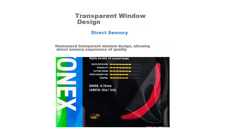 YONEX Badminton String, Durable High-Tension Type, for Competition And Training, Strength Type, BG65Ti-001, Red 7