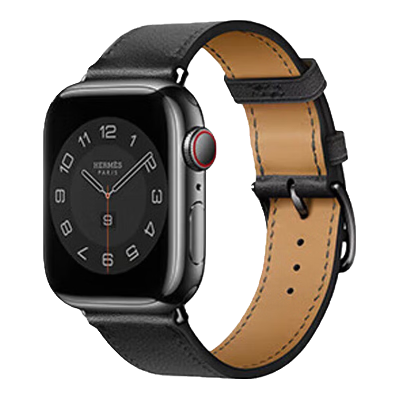 CangHua Leather Watch Band Compatible with Apple Watch, Hermes Style IWatch S12, Genuine Leather Strap for Ultra4/S11/10/9/Se3, Black, 38-42mm