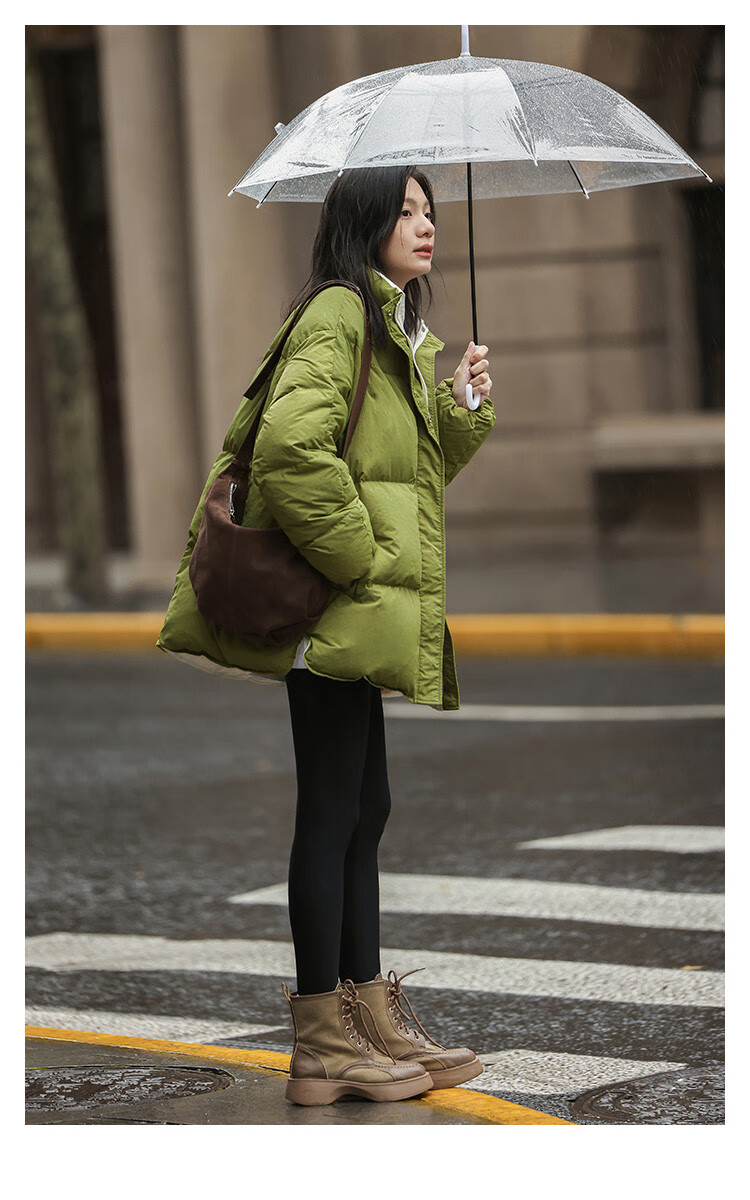 Dme [Avocado Good Mood] Winter Lightweight Stand Collar Warm 90% Duck Down Filling Versatile Women's down Jacket 3