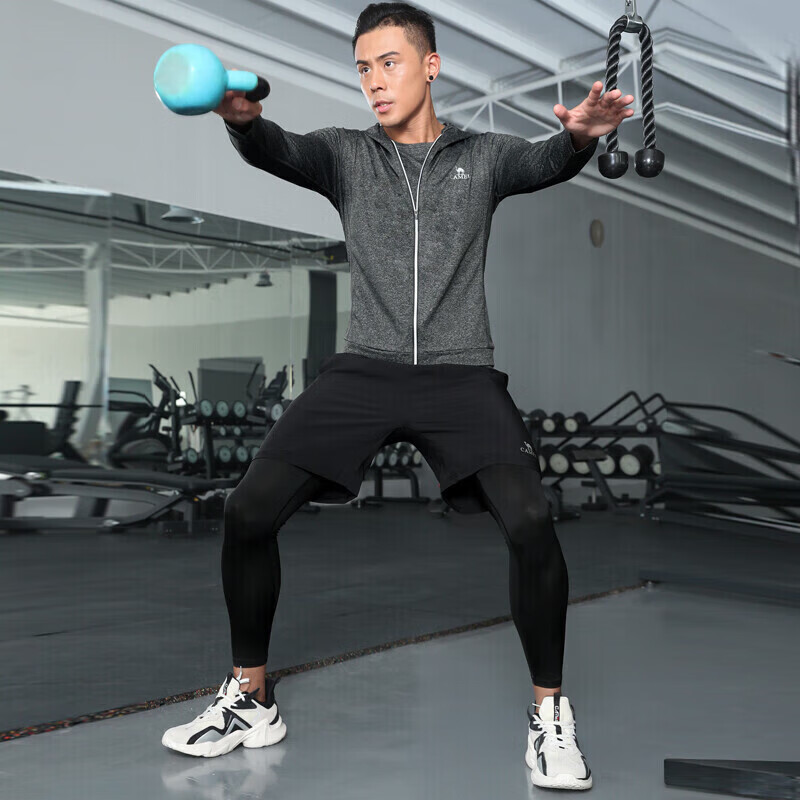CAMEL Men's Sports Workout Set, Five-Piece New Long Sleeve And Pants Quick-Dry Running Basketball Training Sportswear