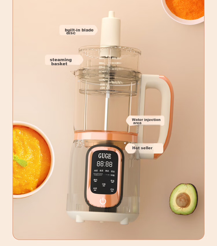 GUGE German Fully Automatic Food Processor Baby Food Maker Stainless Steel Blades Steam Cooking Mixing All-In Multifunctional Household Grinder Food Processor GG658 Gree 16
