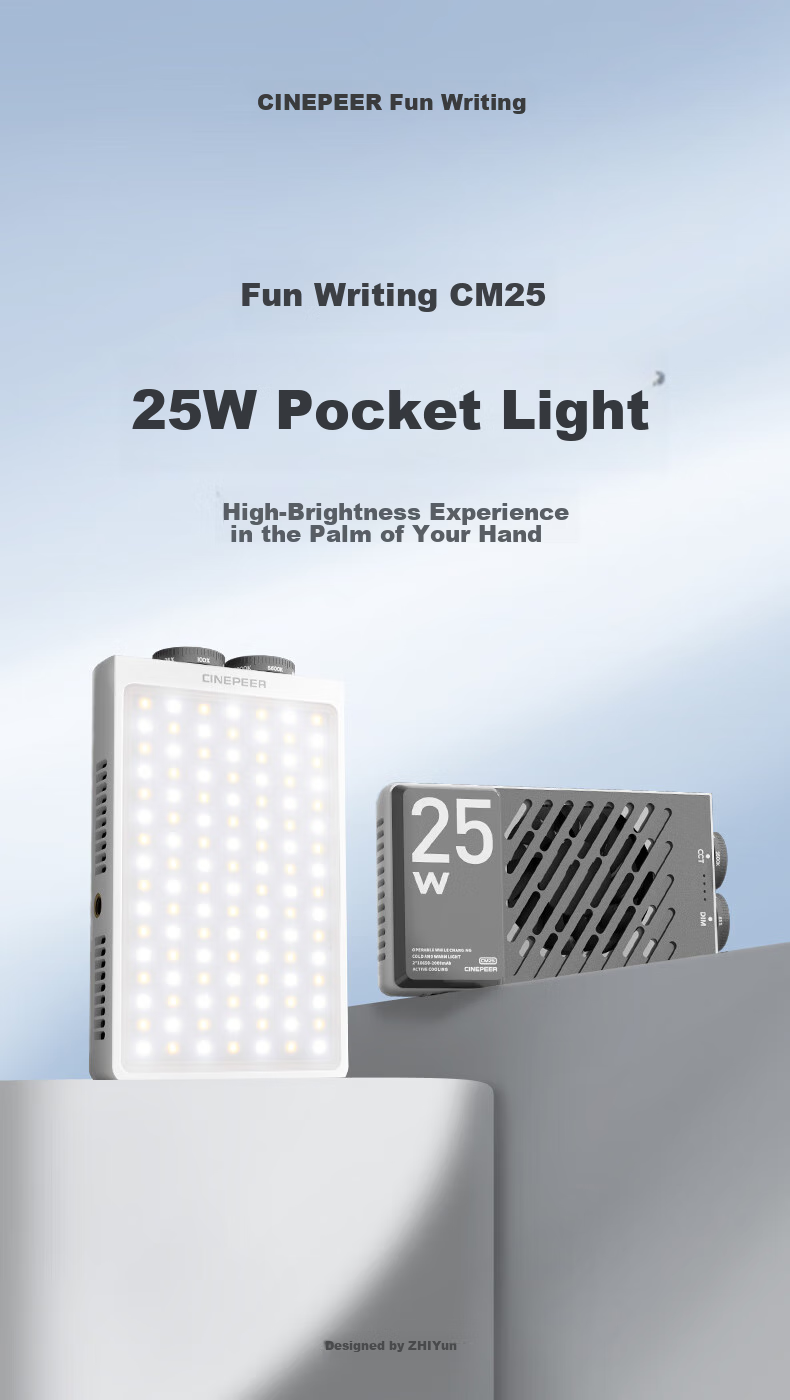 Zhiyun CM25 Live Streaming Photography Light, 25W Professional Portable Fill Light, LED Phone And Camera Small Video Light for Indoor And Outdoor Shooting, Constant On Pocket Light 3