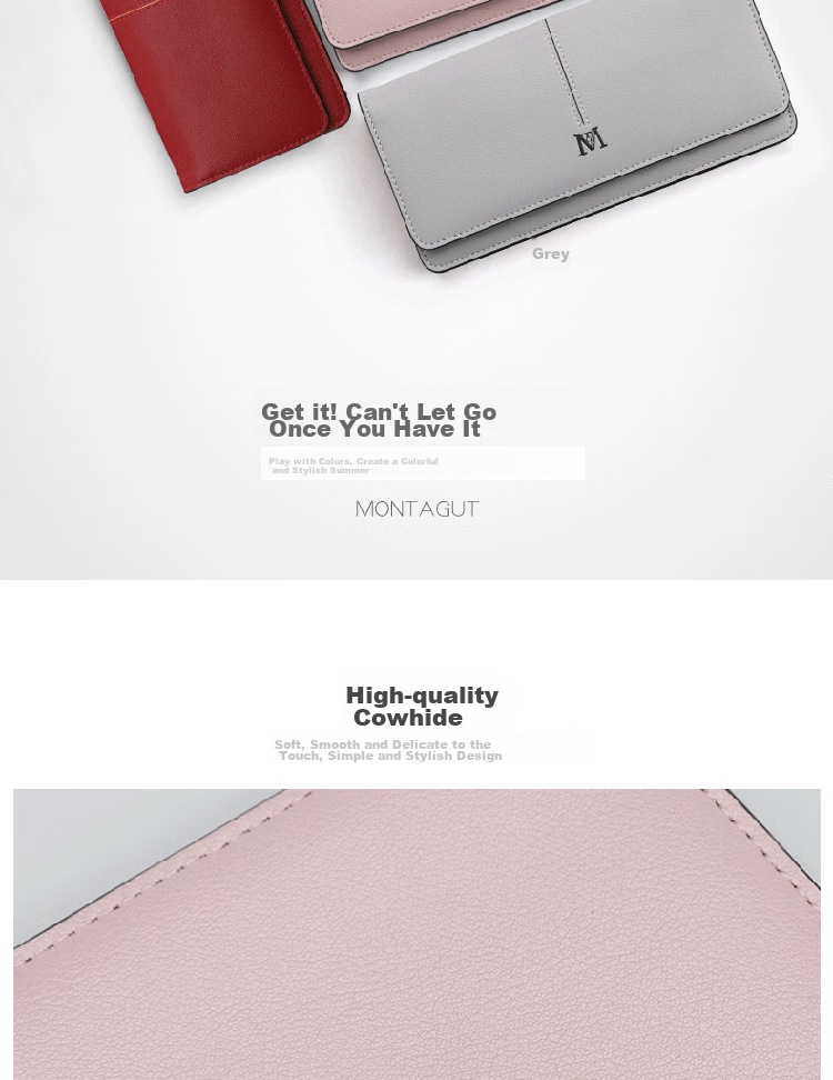 MONTAGUT Women's Wallet [Gift Box], New Genuine Leather Long Card Holder, Birthday Gift for Women, Red Color, Practical for Zodiac Year 4