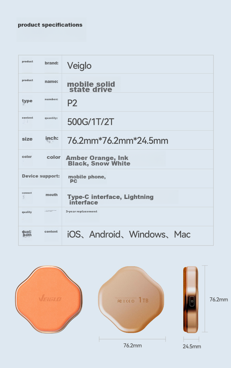 VEIGLO Portable Solid State Drive 500GB (PSSD), Direct Connection to Apple Phones via Type-C 3.2, Compatible with IPhone 16, Android Phones, And Computers, External Hard Drive 11