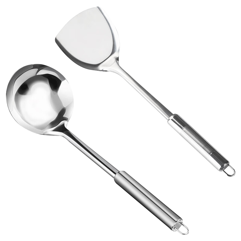 MAXCOOK Spatula And Ladle Set, Stainless Steel Thickened Wok Spatula And Large Soup Ladle, 2-Piece Set MCCU6200